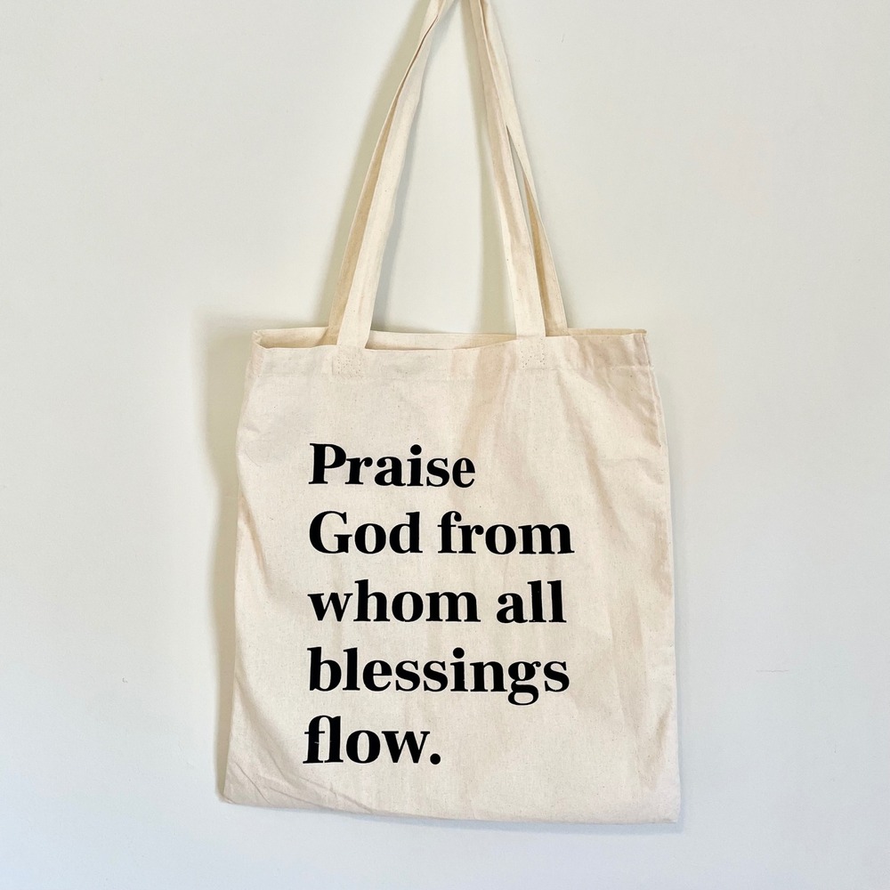 The Daily Grace Co Doxology Tote Bag Cream Canvas Praise God Quote New